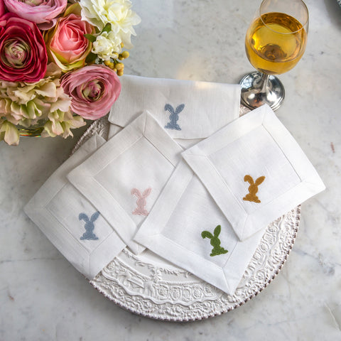 Floppy Eared Bunny Cocktail Napkins, Set of 4