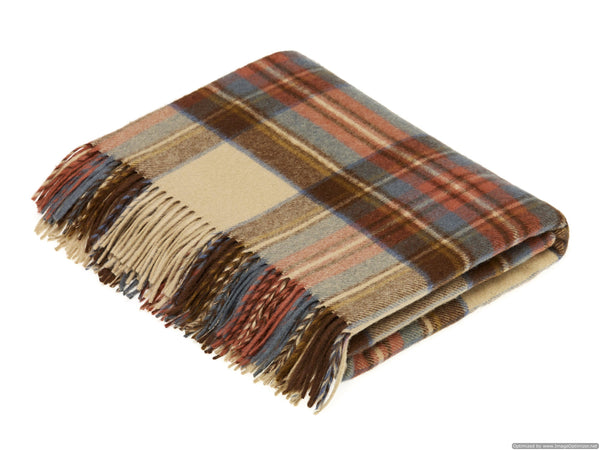 Tartan Plaid - Merino Lambswool Throw Blankets - Made in UK: Antique Buchanan