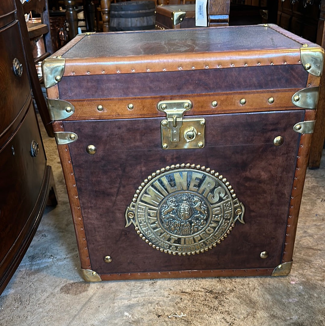 Brass Bound Leather Trunk