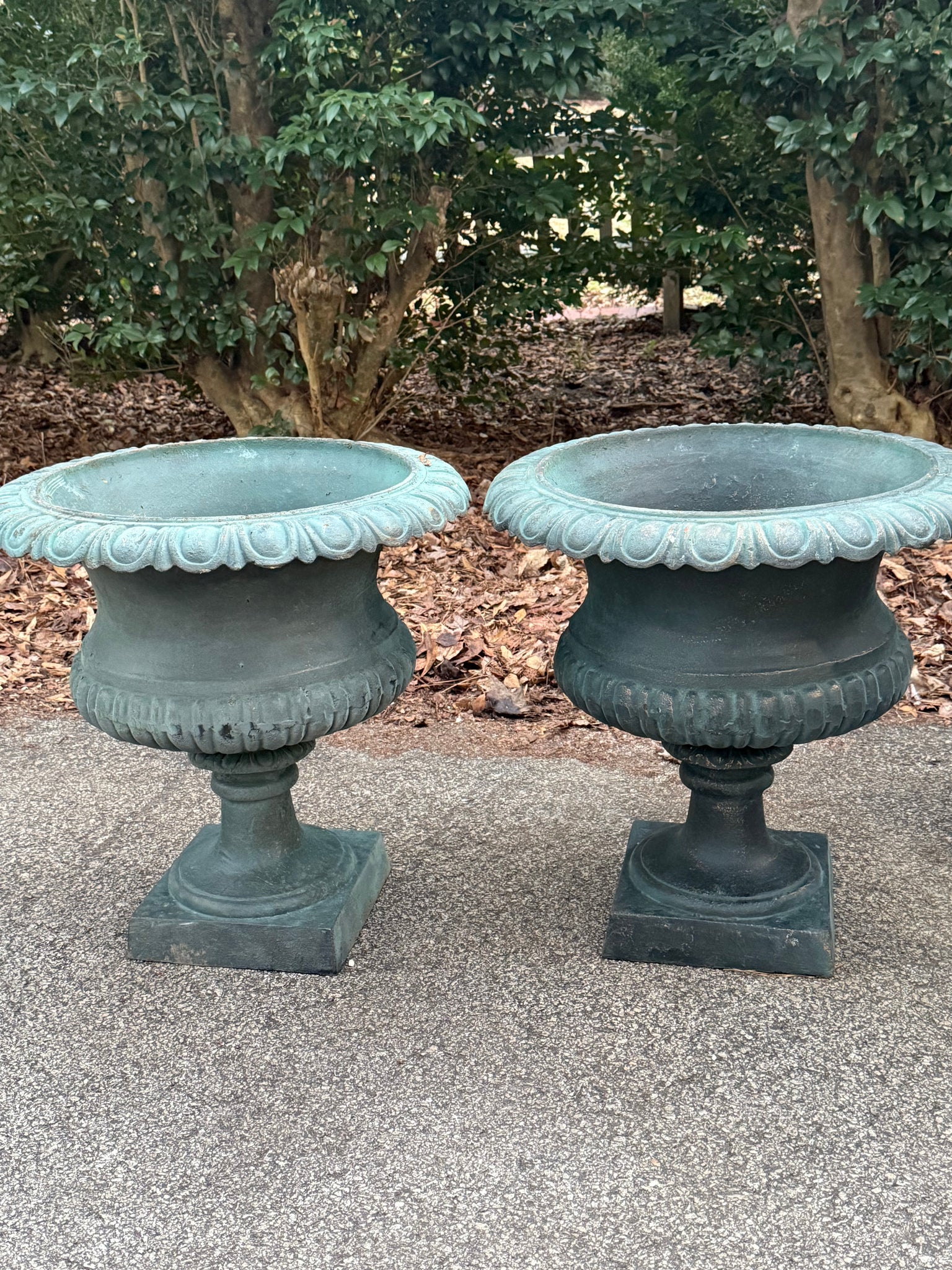 Large Shallow Cast Iron Urn