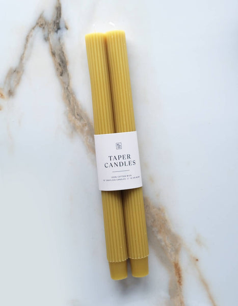 Fluted Taper Candle Pair, Martini Olive