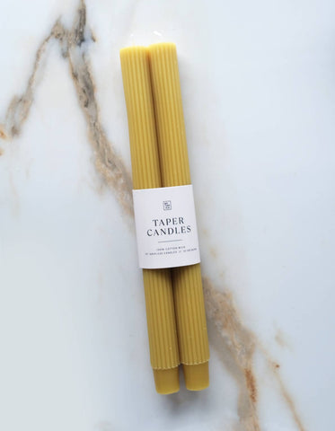 Fluted Taper Candle Pair, Martini Olive