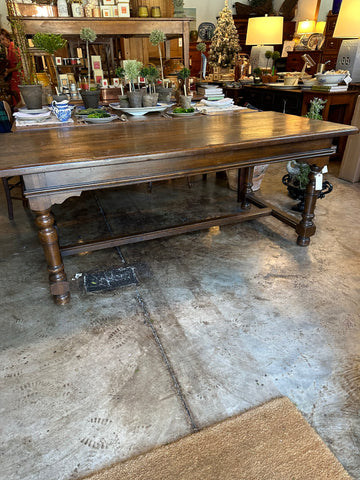 Oak Dining Table with Stretcher Base