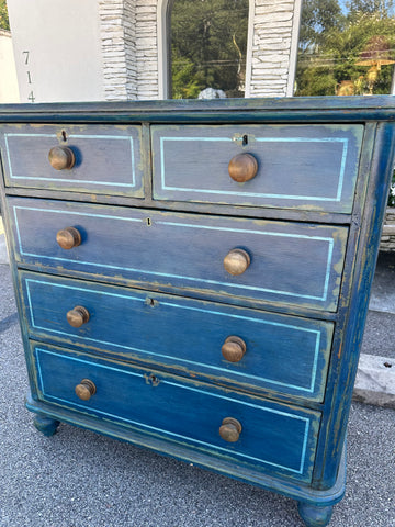 Painted and Lined Chest, Deep Blue