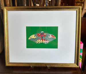 Collage Moth on Green Background by Angela Hughes Zokan