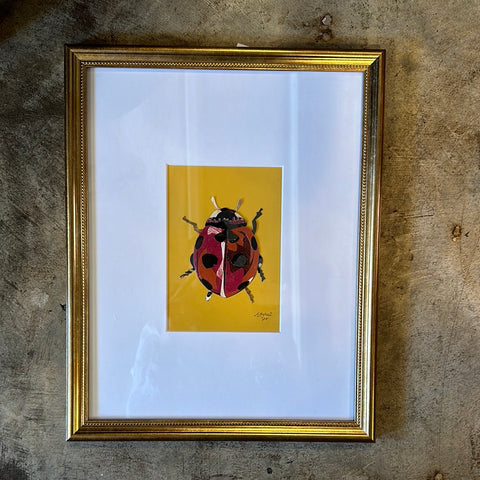 Collage Ladybug with Ochre Background, by Angela Hughes Zokan