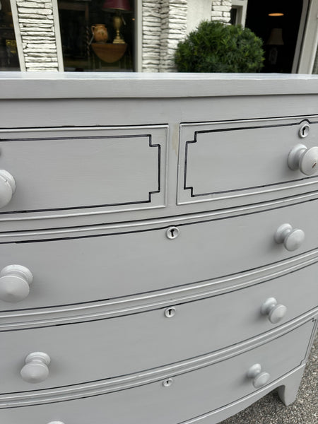 Painted and Lined Mahogany Bow Front Chest