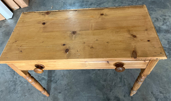 Narrow English Pine Table with Turned Legs