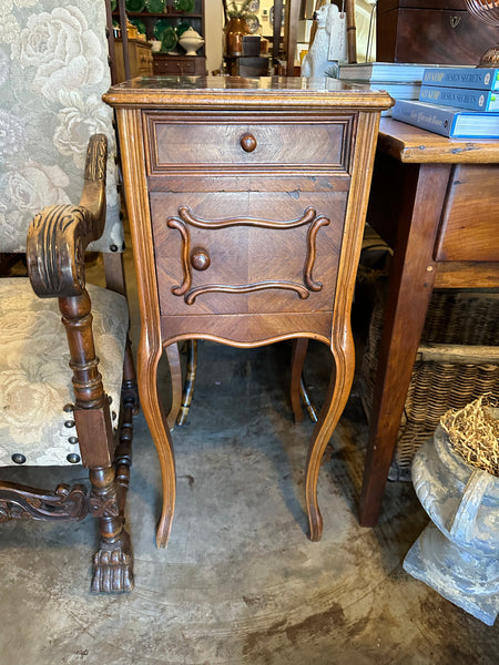 French Marble Top Bedside Cupboard