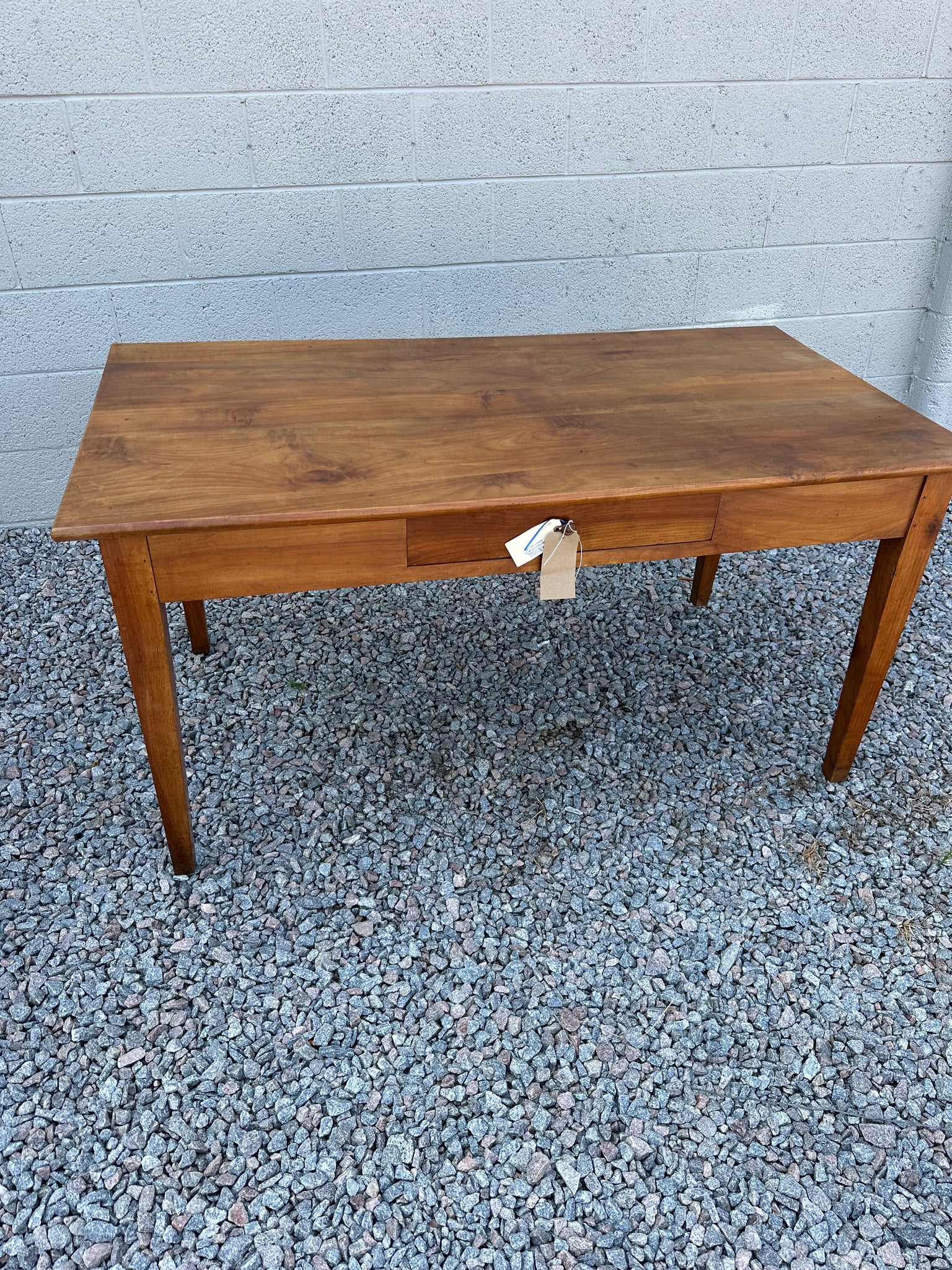 French Cherry Farm Table with Drawer