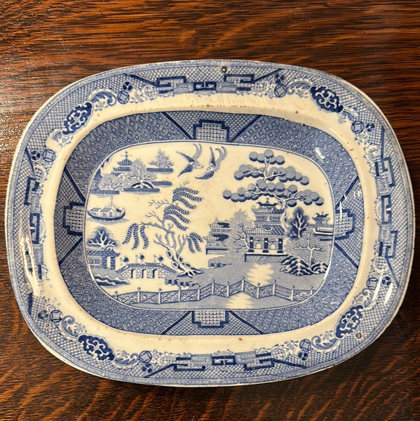 Small Blue Willow Platter, Staffordshire