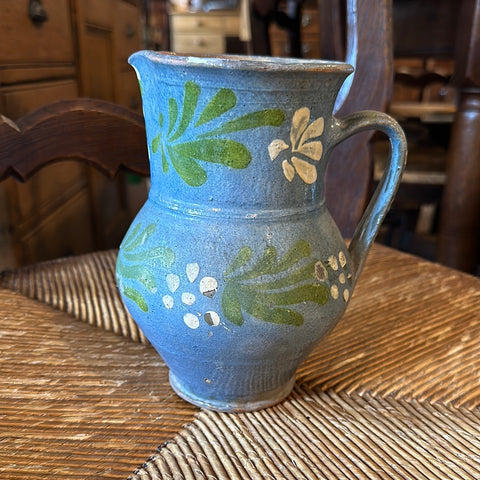Small Pale Blue Pyrenees Jug with White Flowers