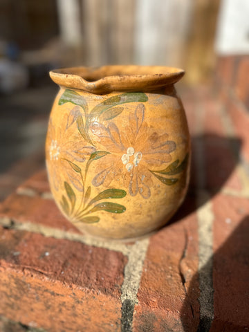 Pale Orange Pyrenees Jug with Grey and Green Floral Design