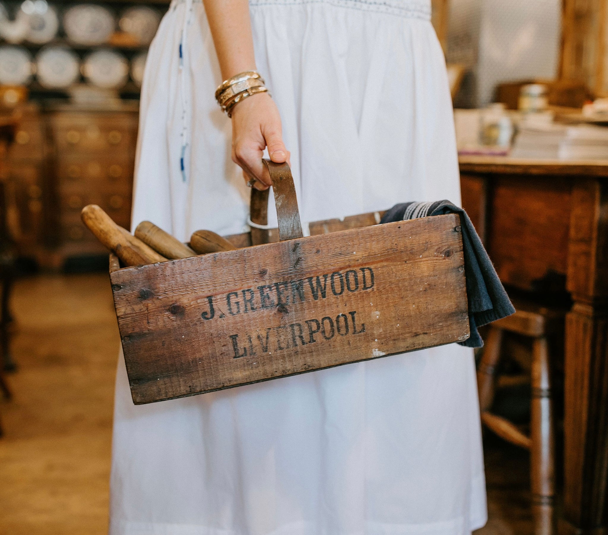 Small Wooden Trug, "J. Greenwood Liverpool"