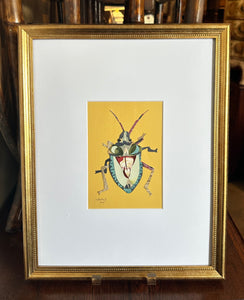 Collage Stink Bug on Mustard Yellow Background by Angela Hughes Zokan