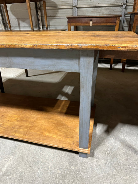 Two-Tier Pine and Oak Work Table