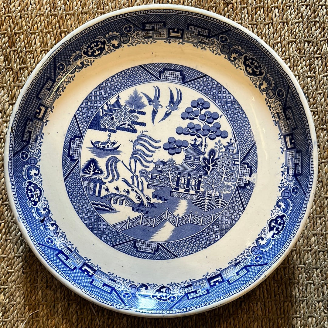 Large Blue Willow Staffordshire Stilton