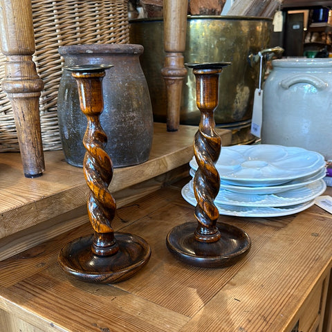 Pair of Barley Twist Candlesticks