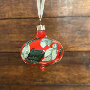 Curvy Retro Floral Ornament, Red, by Angela Hughes Zokan