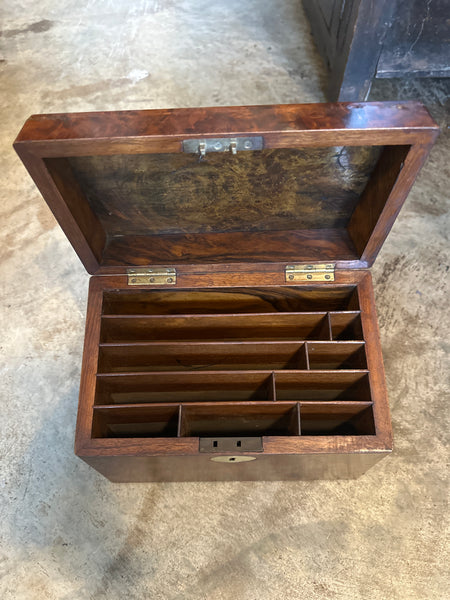 Slant-Top Burl Walnut Letter Box