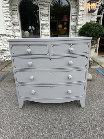 Painted and Lined Mahogany Bow Front Chest