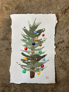 Small Watercolor Christmas Tree with Ornaments, by Zach Lundberg