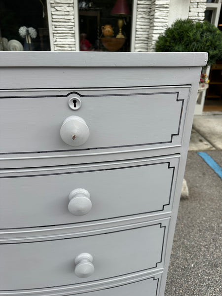 Painted and Lined Mahogany Bow Front Chest