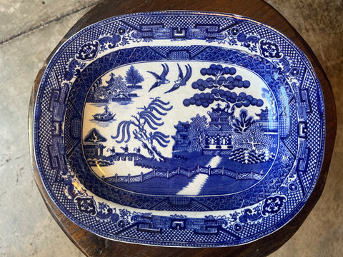 Small Blue Willow Platter, Staffordshire