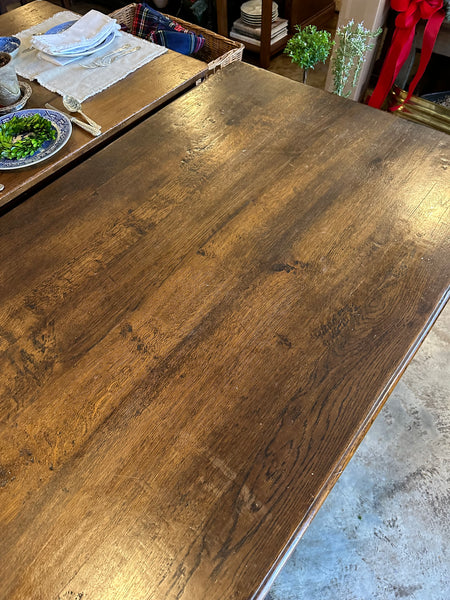 Oak Dining Table with Stretcher Base