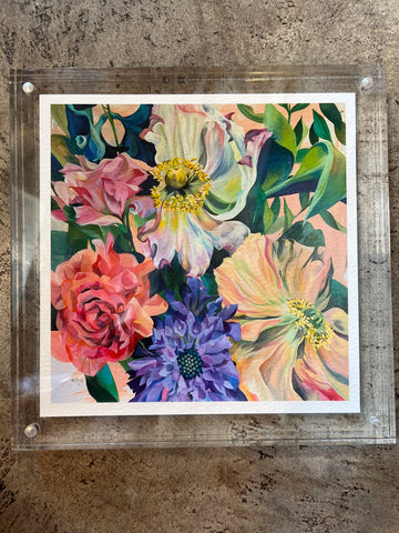 "Cola Blooms", by Angela Zokan Acrylic Framed Print