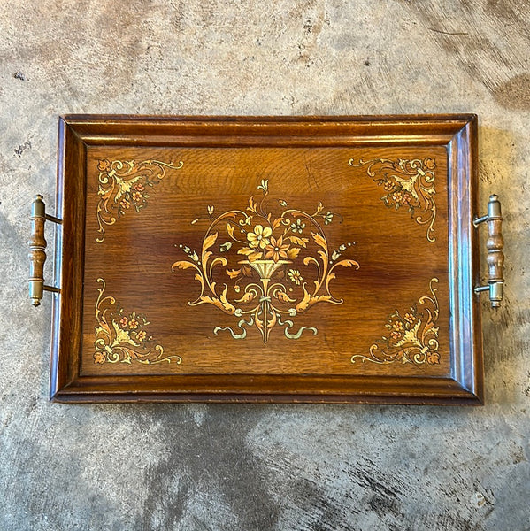 Tray with Inlaid Floral Design