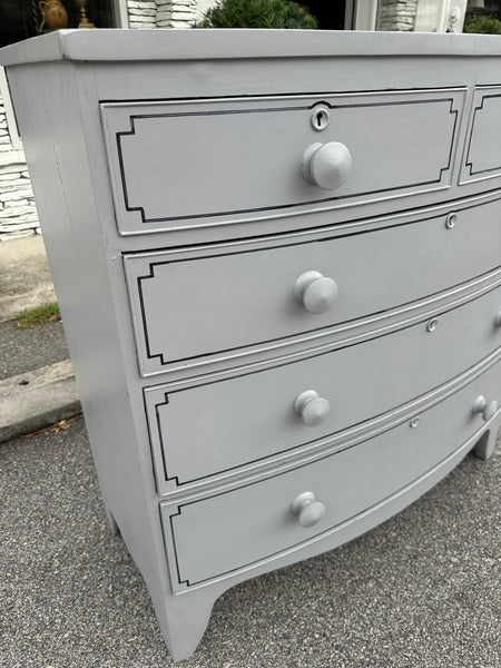 Painted and Lined Mahogany Bow Front Chest