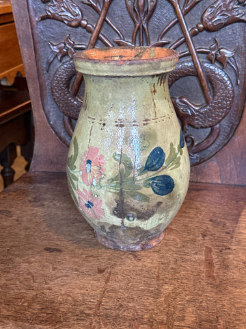 Pale Green Pyrenees Jug with Pink and Blue Flowers