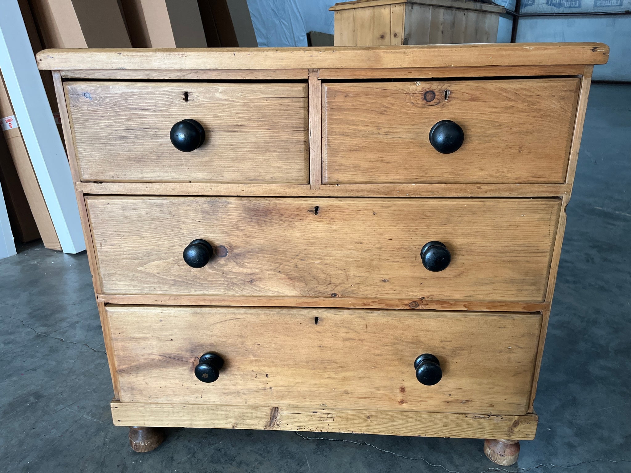 English Pine Chest with Black Painted Pulls