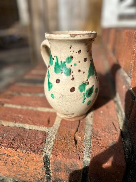 Small White Pyrenees Jug with Brown and Green