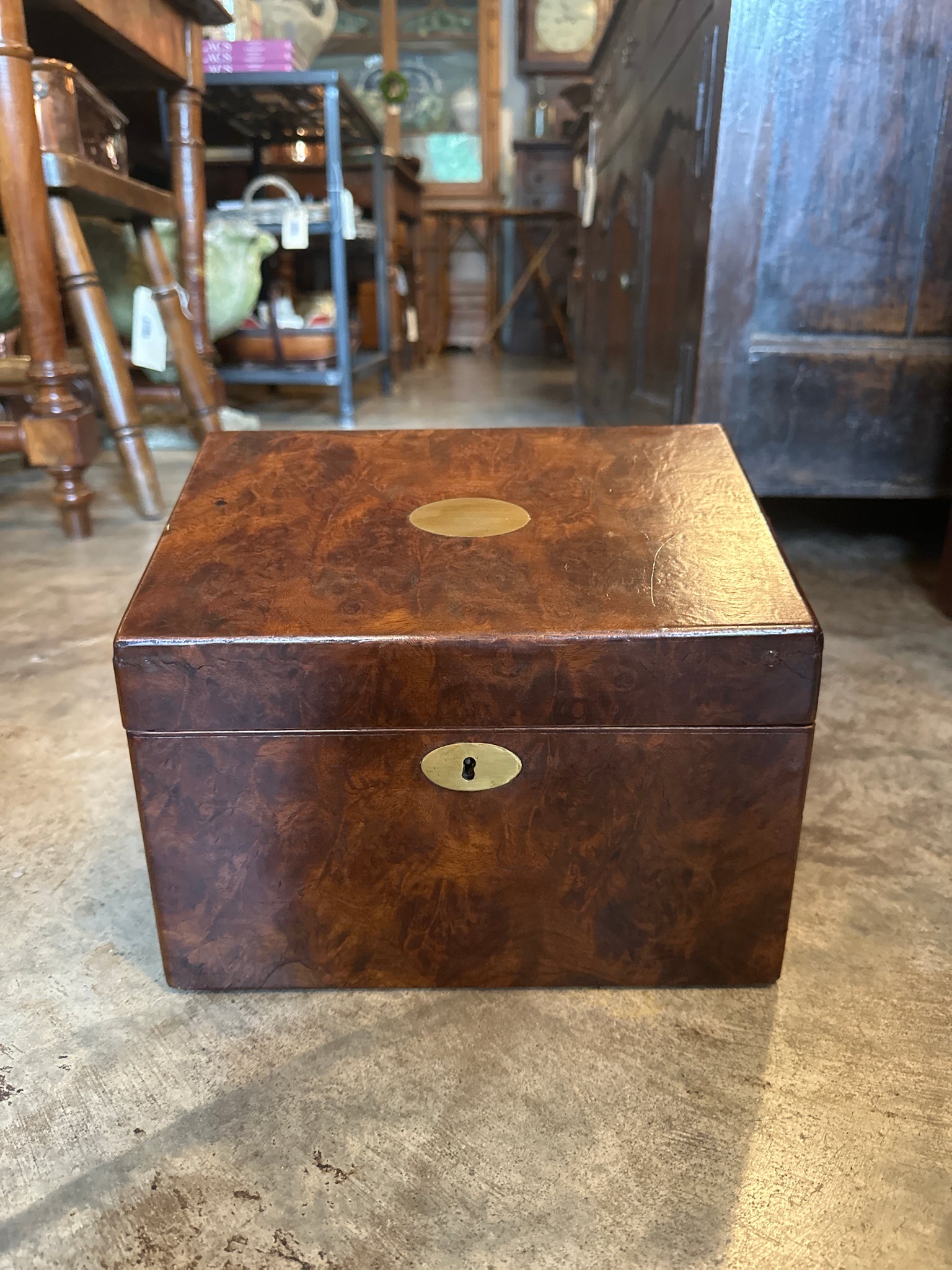 Slant-Top Burl Walnut Letter Box