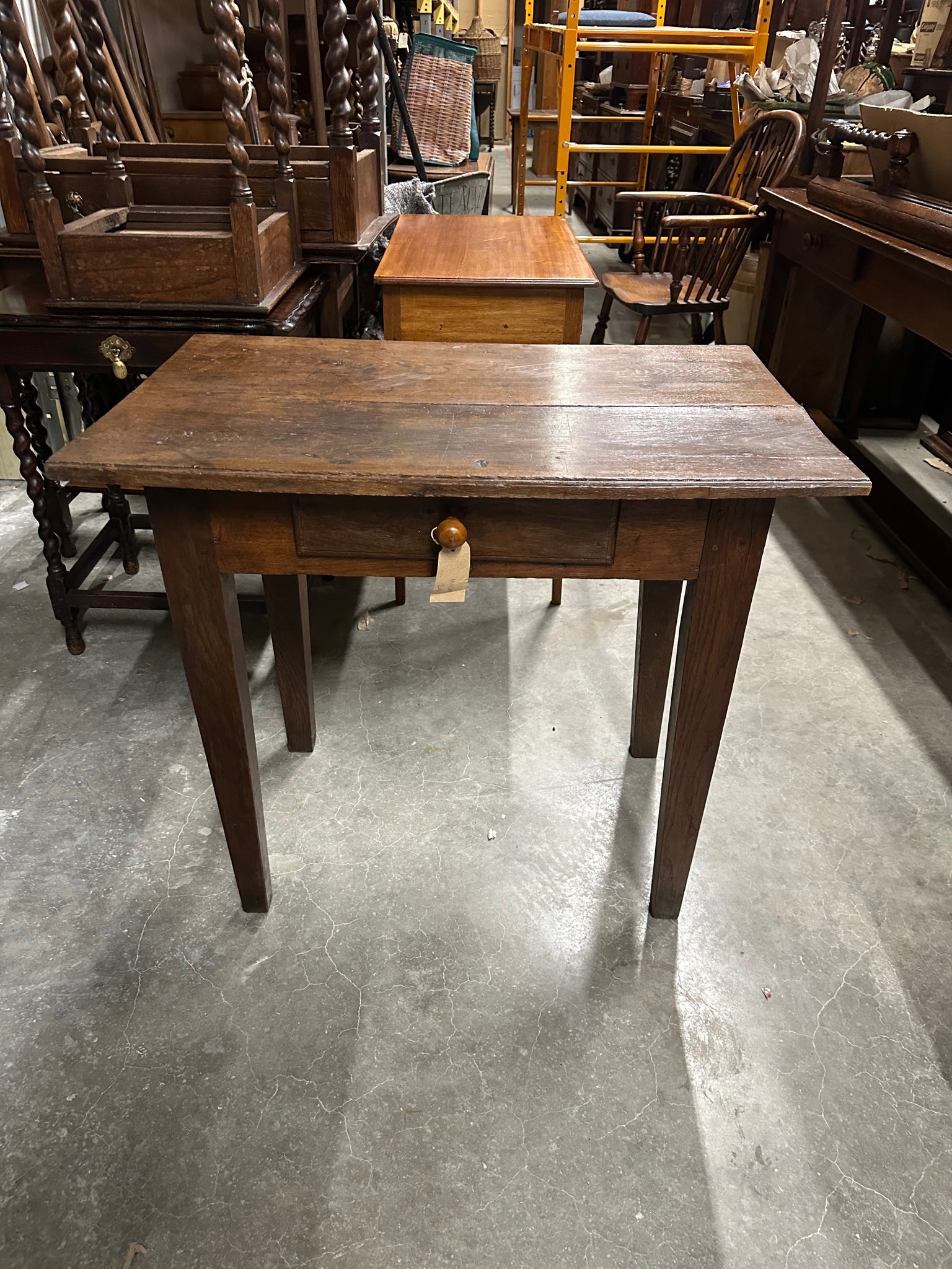 French Oak Side Table with Drawer