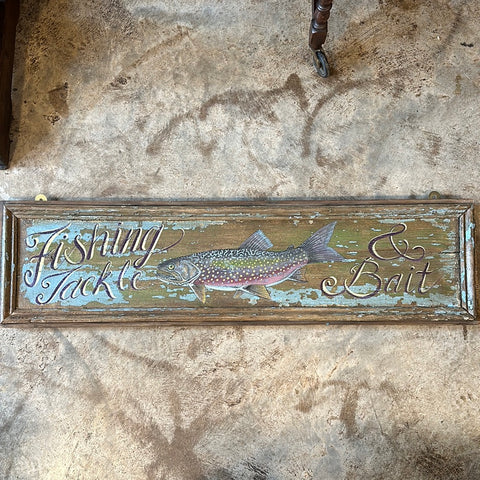 "Fishing Tackle & Bait" Wooden Sign