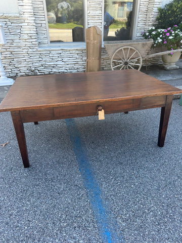 French Walnut Country Table with One-Drawer, Reduced in Height