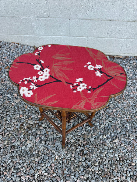 Bamboo Table with Red Top