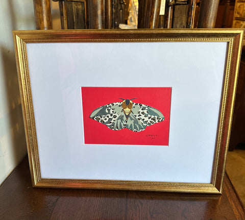 Collage Cheetah and Aqua Moth with Hot Pink Background, by Angela Hughes Zokan