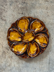 Vintage French Vallauris Amber 1950s Oyster Plate