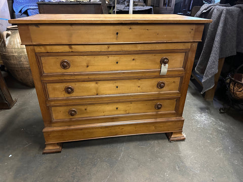 French Four-Drawer Paneled Pine Commode,