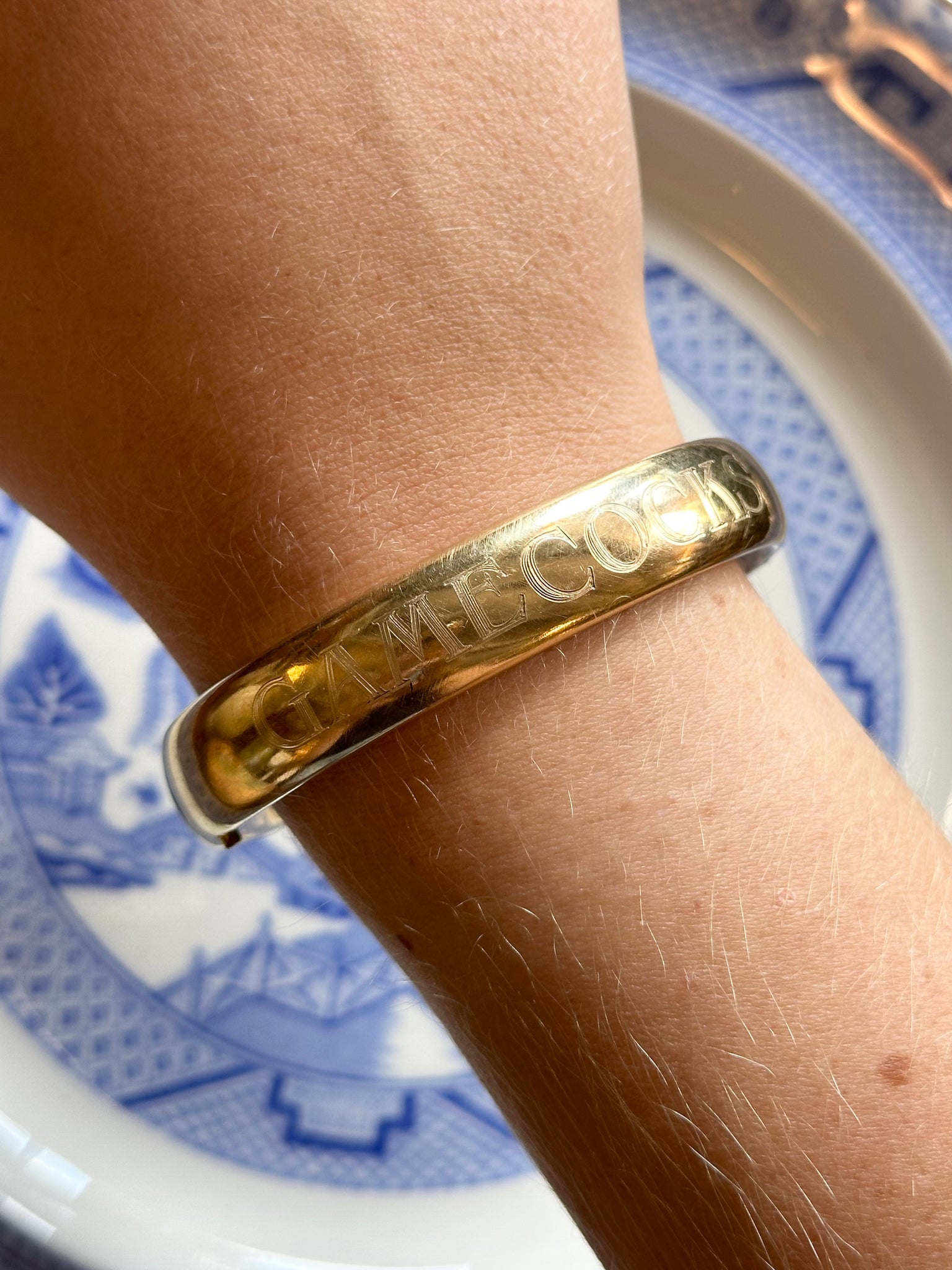 Gold Bangle, "GAMECOCKS" Engraved