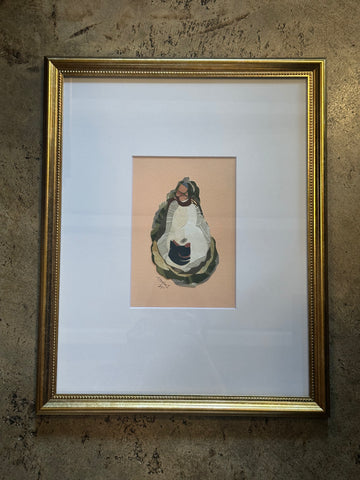 Oyster Collage, Pale Pink Framed in Gold