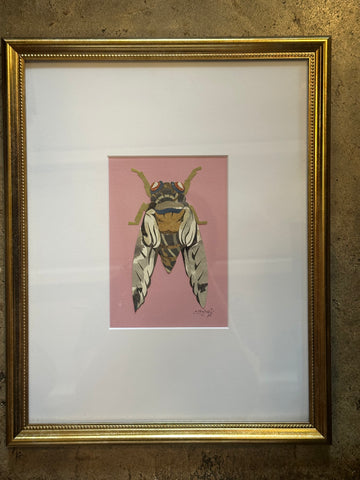 Cicada Collage, Lavender Framed in Gold