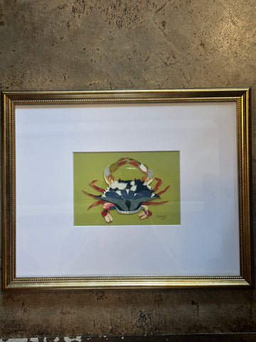 Crab Collage on Green