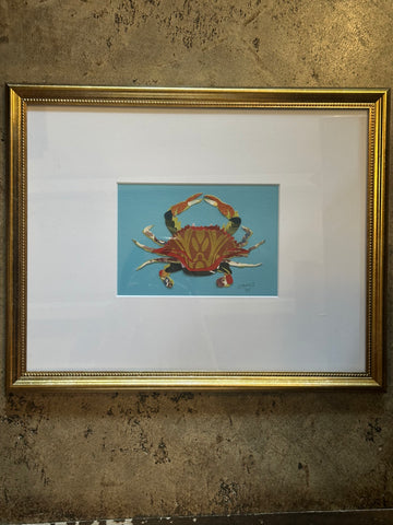 Crab Collage on Blue