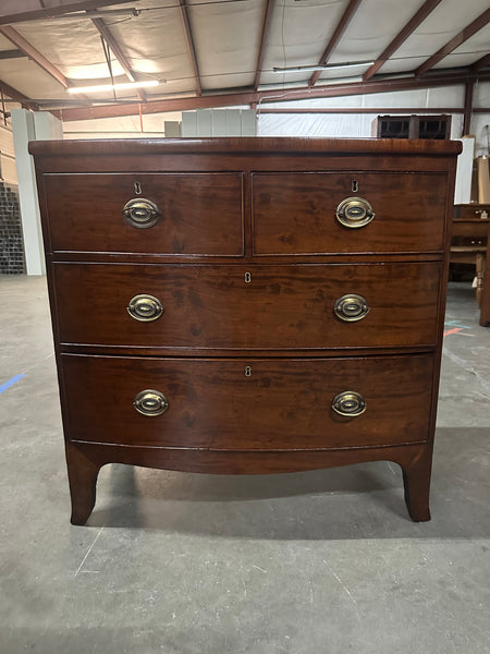 English Mahogany Bow Front Chest with Stringing