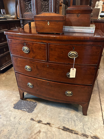 English Mahogany Bow Front Chest with Stringing